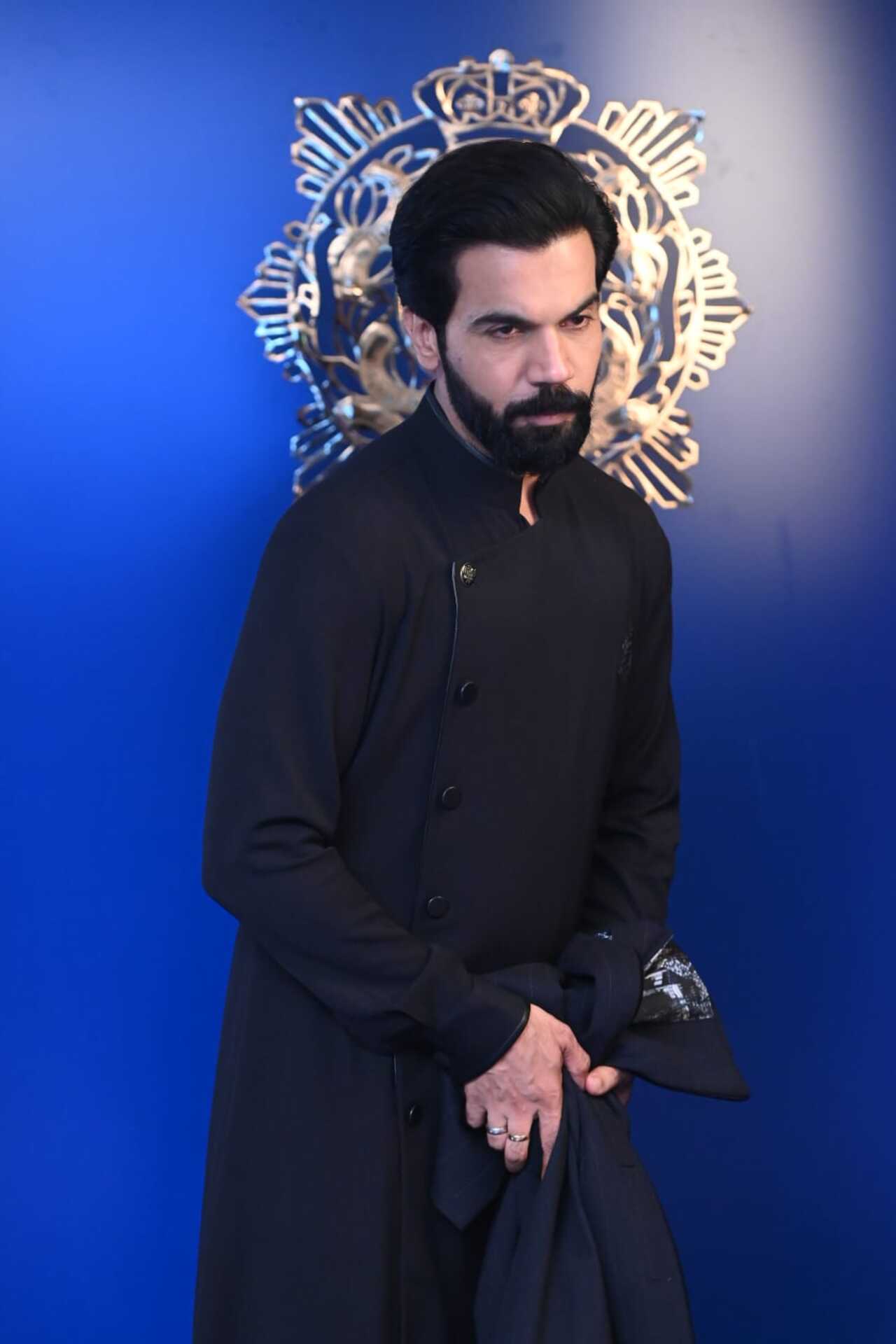 Rajkummar Rao lighted up the Day 5 of Indian Couture Week 2025 by donning Shantanu and Nikhil outfit. He exuded regal charm in an all-black bandhgala indo-western attire. 